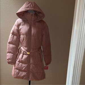 NWT $468 Kate Spade NY Soft Peony Pink Hooded Puffer Down Coat Women’s Size M